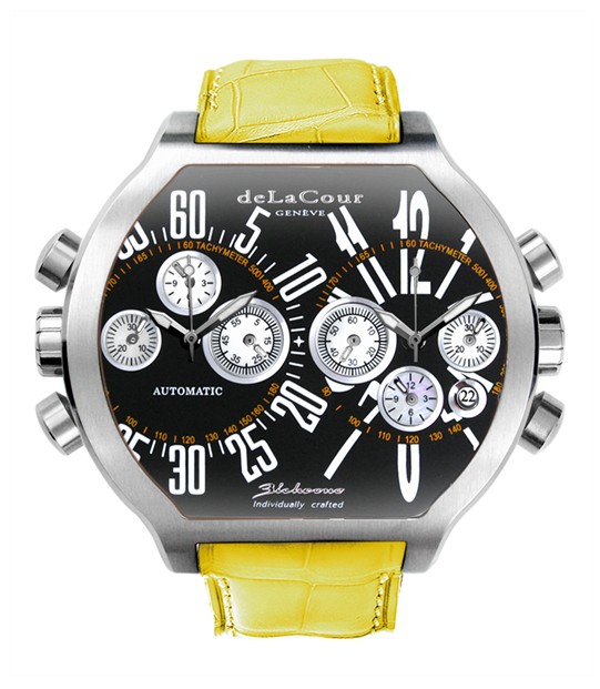 Replica DeLaCour BiChrono S2 Steel Black and White WAST2129-0979 Replica Watch